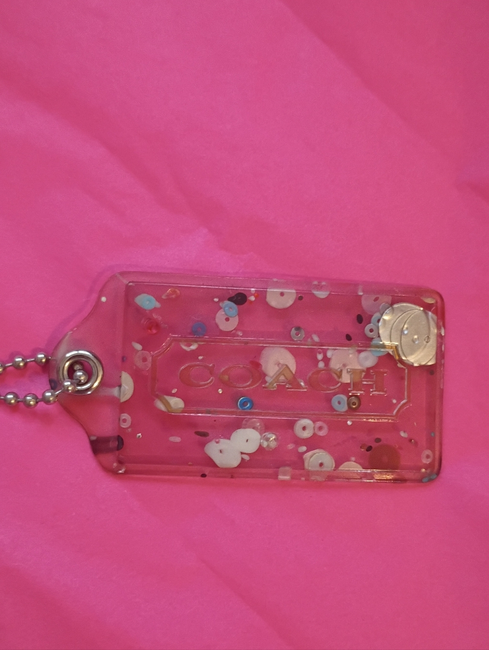 Coach Poppy Large Sequin Clear Hang Tag